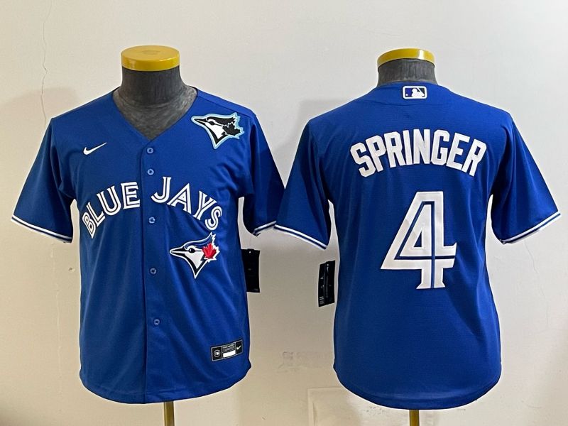 Youth 2025 Toronto Blue Jays #4 Springer blue Game Nike MLB Jersey style 04->youth mlb jersey->Youth Jersey